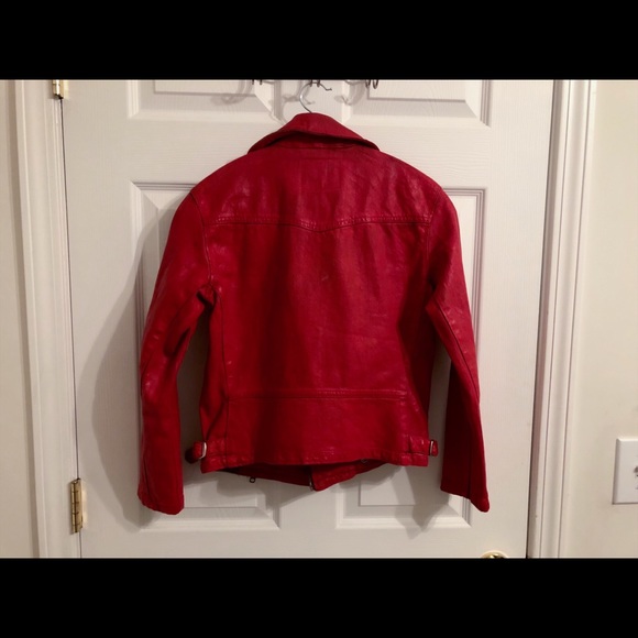 Levi Strauss Red Coated Denim Limited Biker Jacket - Picture 5 of 5